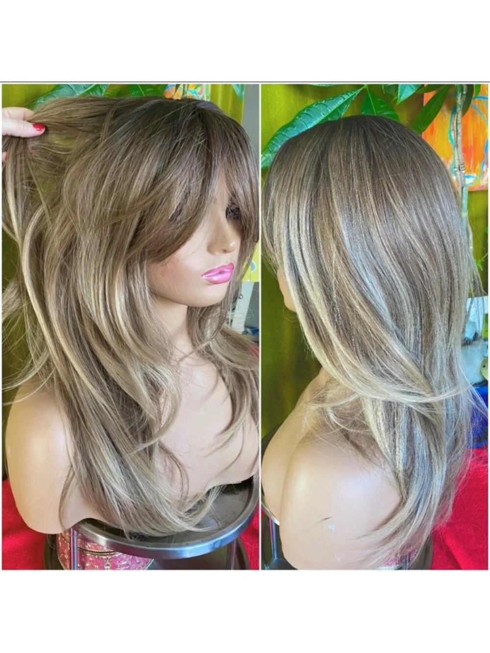 long Brown sugar a brunette blonde wig